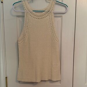 Lucky Brand Cream Sweater Knit Crochet-Trim Tank Top XL NWOT